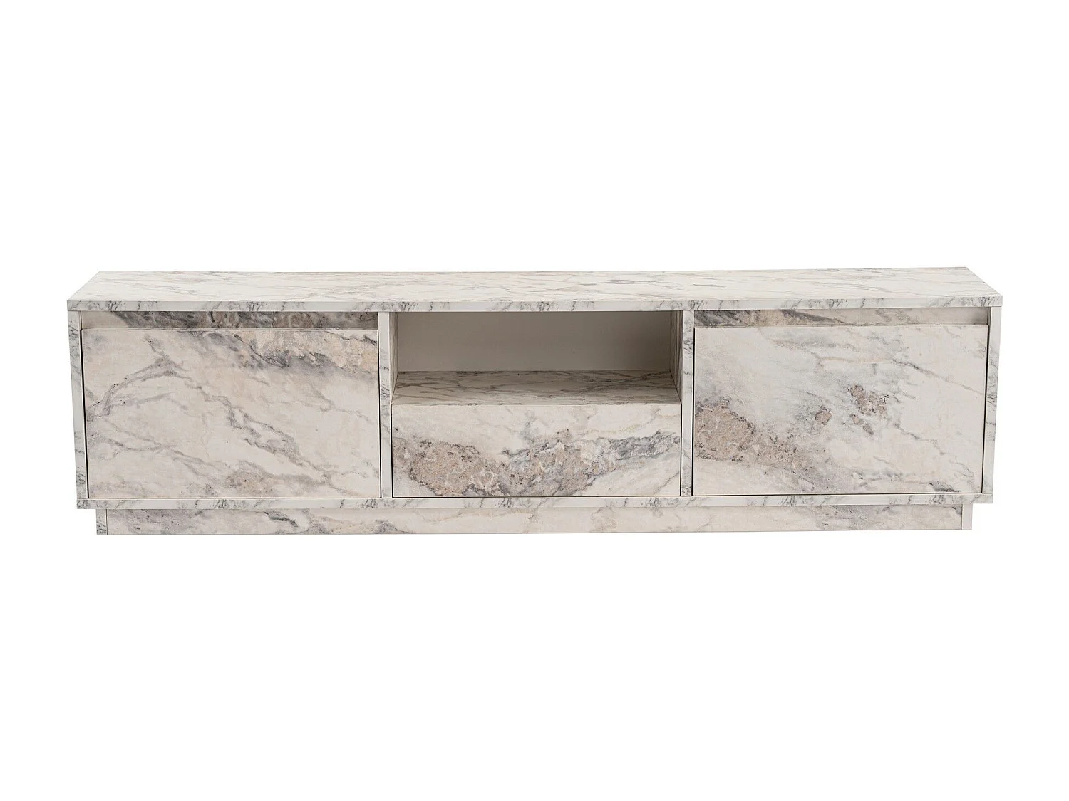 Meuble tv moderne 3 portes basculantes Diazon L160cm Effet marbre