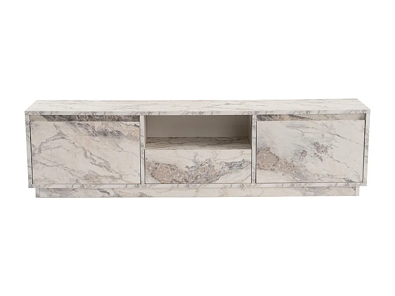 Meuble tv moderne 3 portes basculantes Diazon L160cm Effet marbre