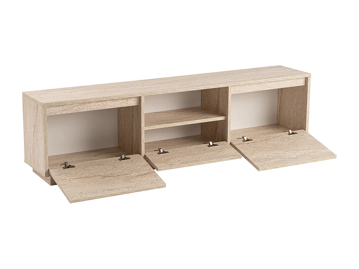 Meuble TV 3 portes rabattables et 1 niche ouverte L160 cm - VANGUARD