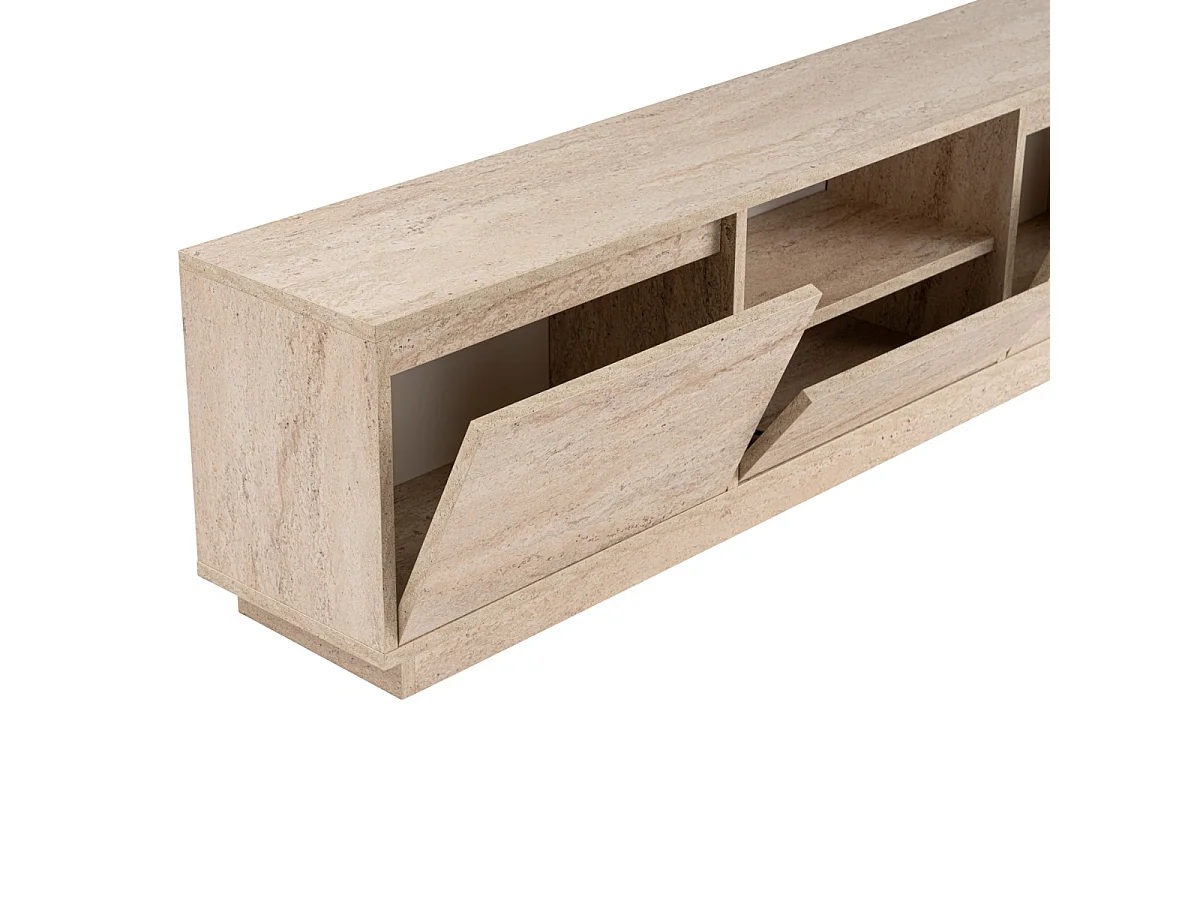 Meuble TV 3 portes rabattables et 1 niche ouverte L160 cm - VANGUARD