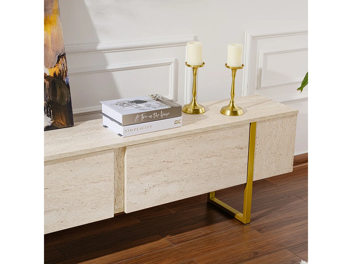 Meuble TV 2 portes abattantes L180 cm - SERENITY