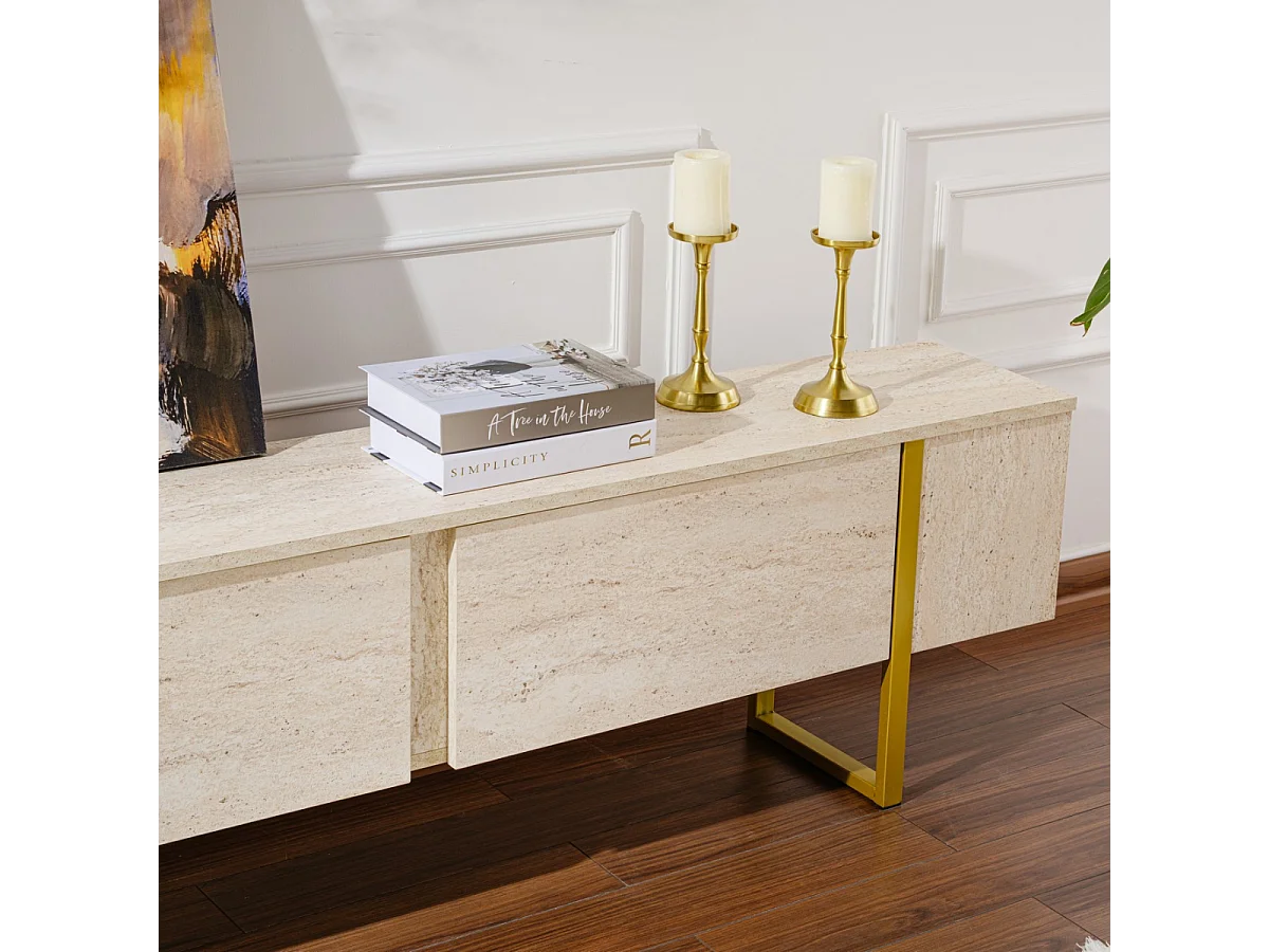 Meuble TV 2 portes abattantes L180 cm - SERENITY