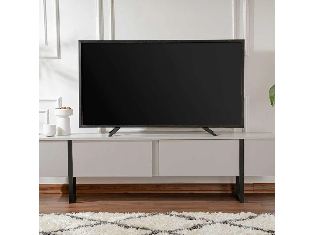 Meuble TV 2 portes abattantes L180 cm - SERENITY