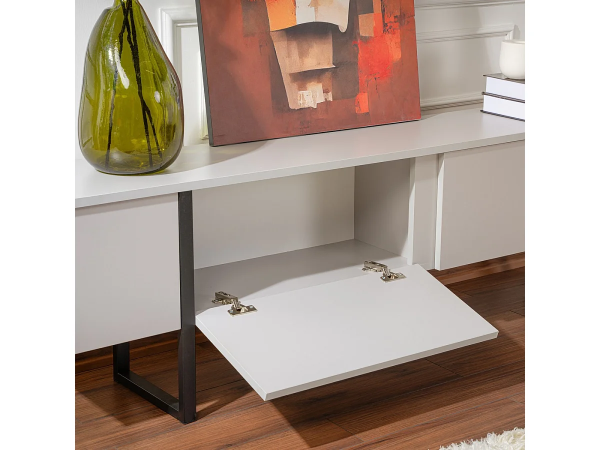 Meuble TV 2 portes abattantes L180 cm - SERENITY