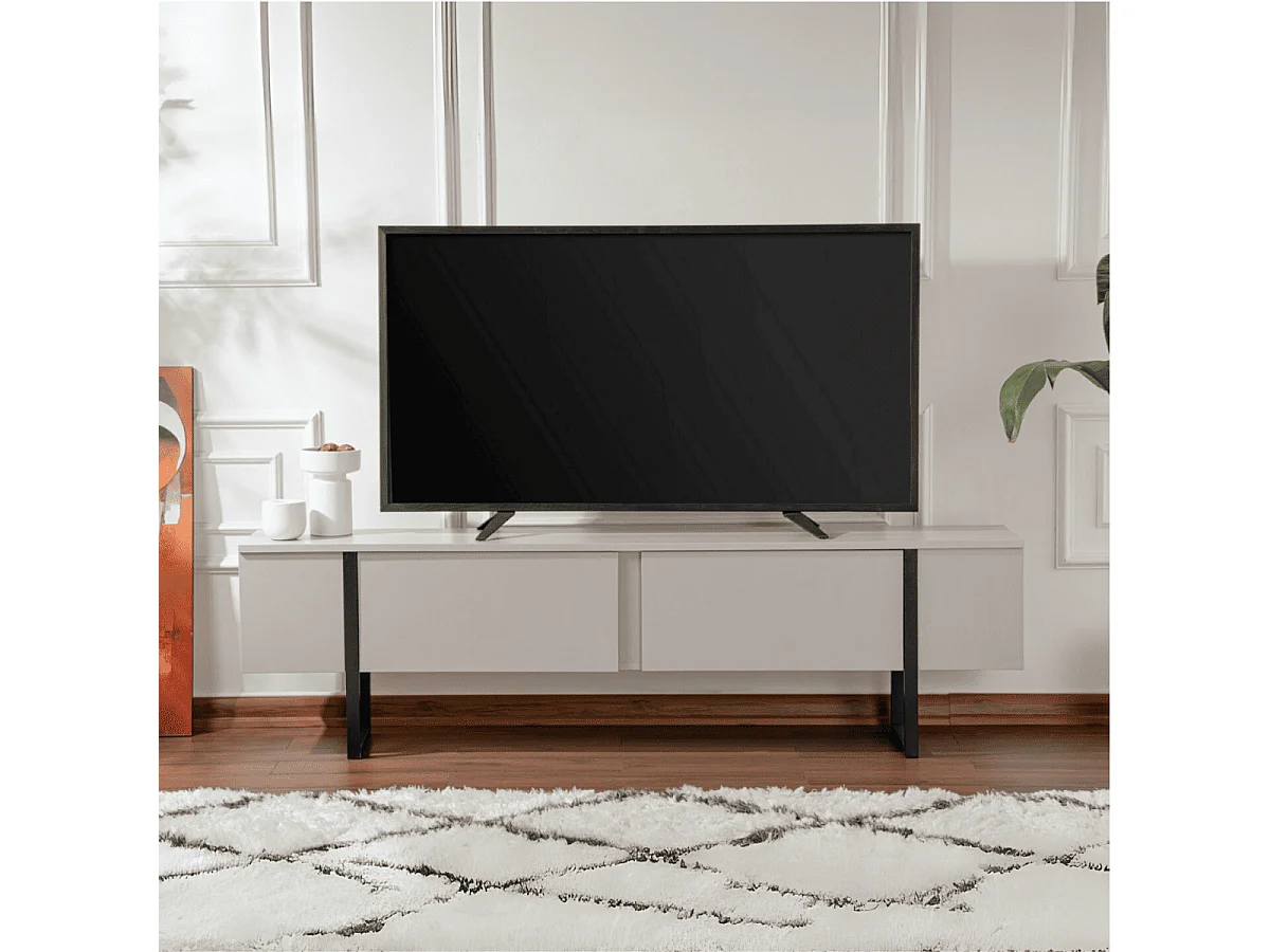 Meuble TV 2 portes abattantes L180 cm - SERENITY