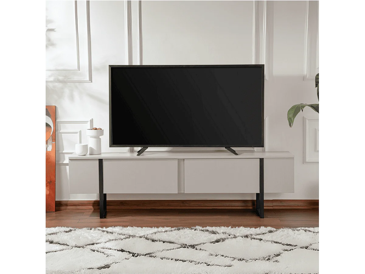 Meuble TV 2 portes abattantes L180 cm - SERENITY