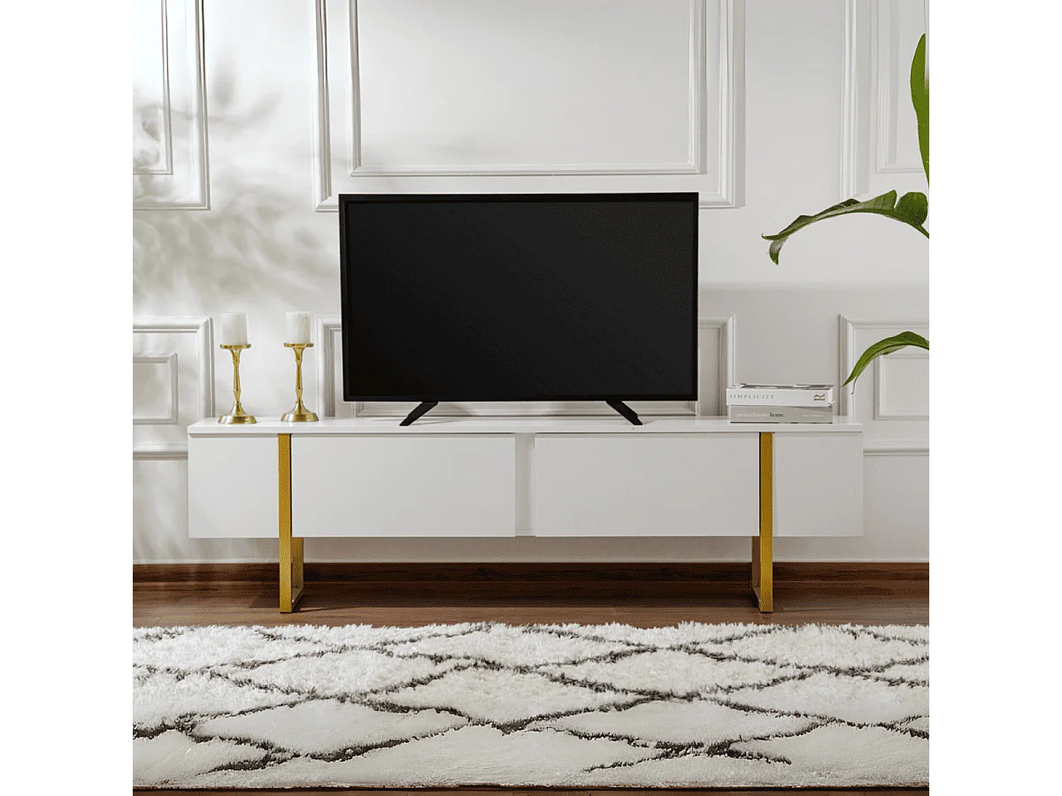 Meuble TV 2 portes abattantes L180 cm - SERENITY