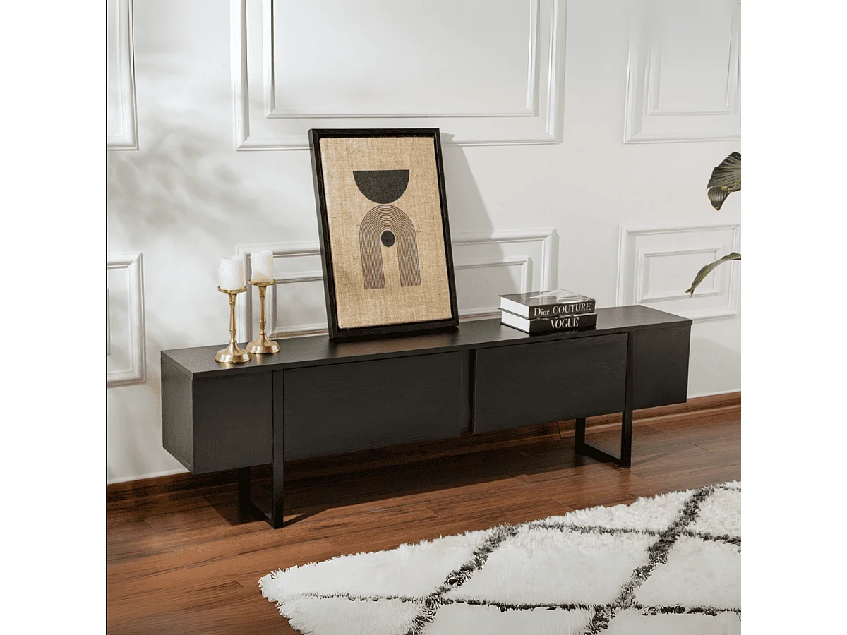 Meuble TV 2 portes abattantes L180 cm - SERENITY