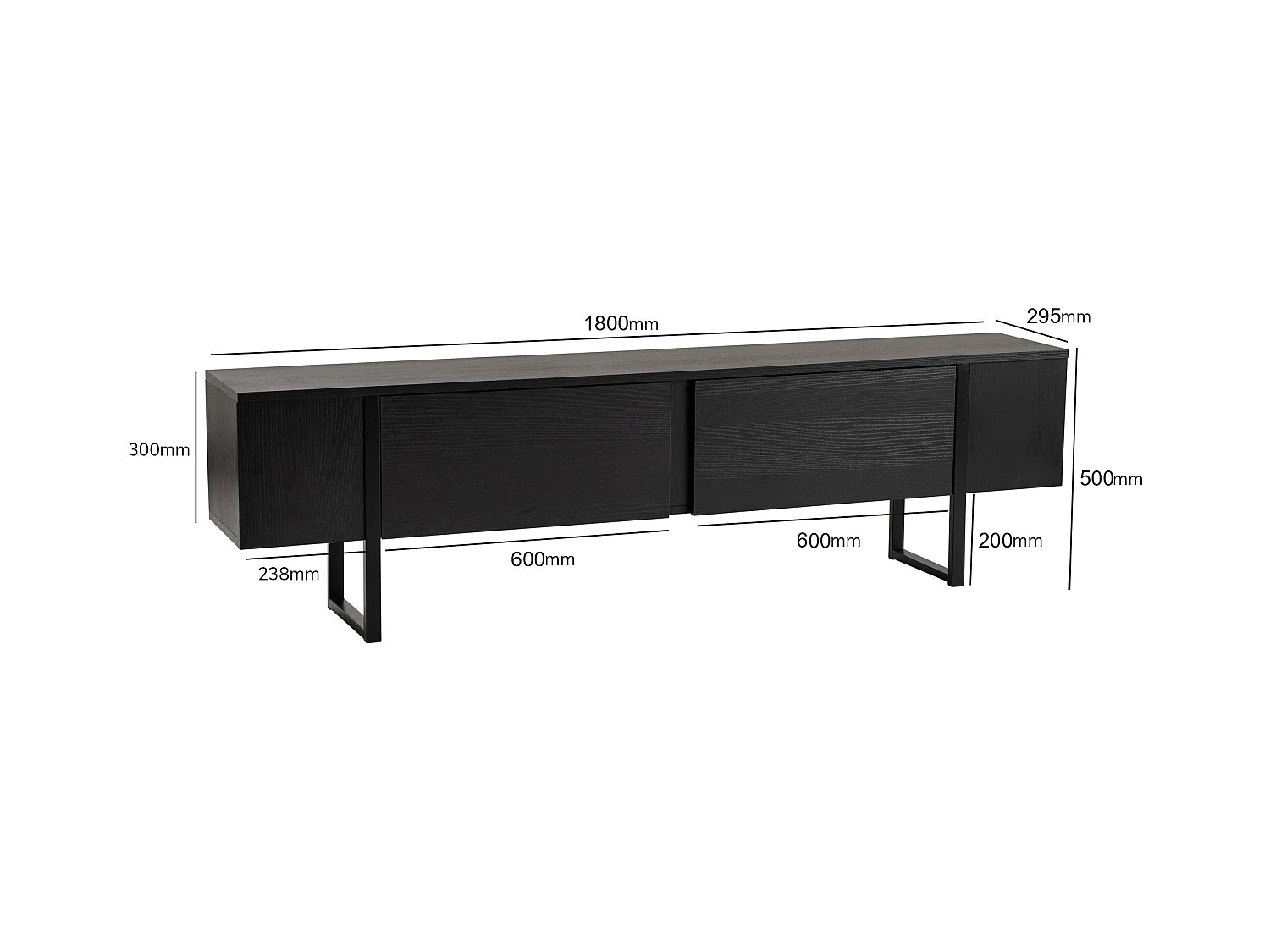 Meuble TV 2 portes abattantes L180 cm - SERENITY