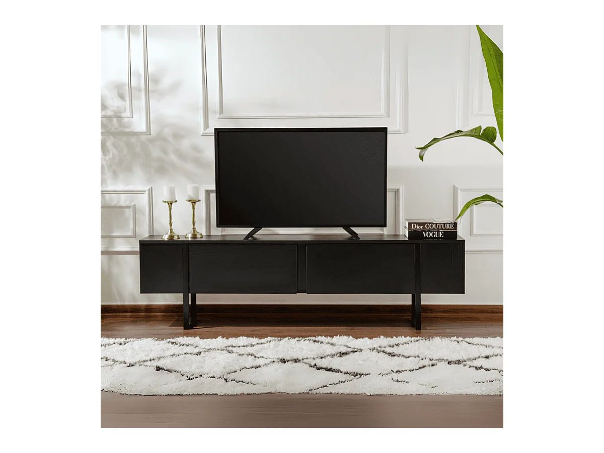 Meuble TV 2 portes abattantes L180 cm - SERENITY