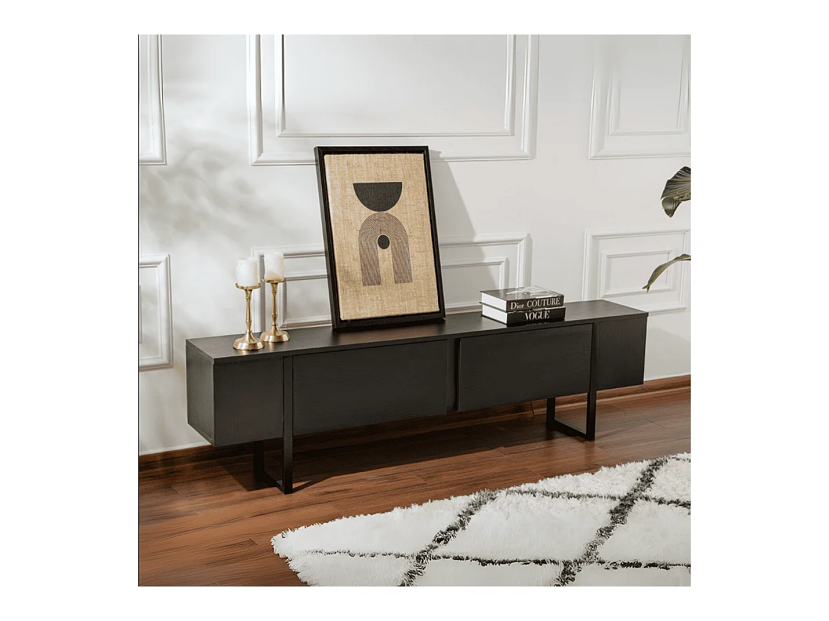 Meuble TV 2 portes abattantes L180 cm - SERENITY