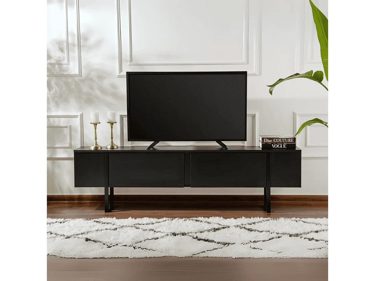 Meuble TV 2 portes abattantes L180 cm - SERENITY