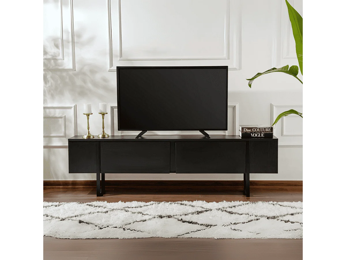 Meuble TV 2 portes abattantes L180 cm - SERENITY