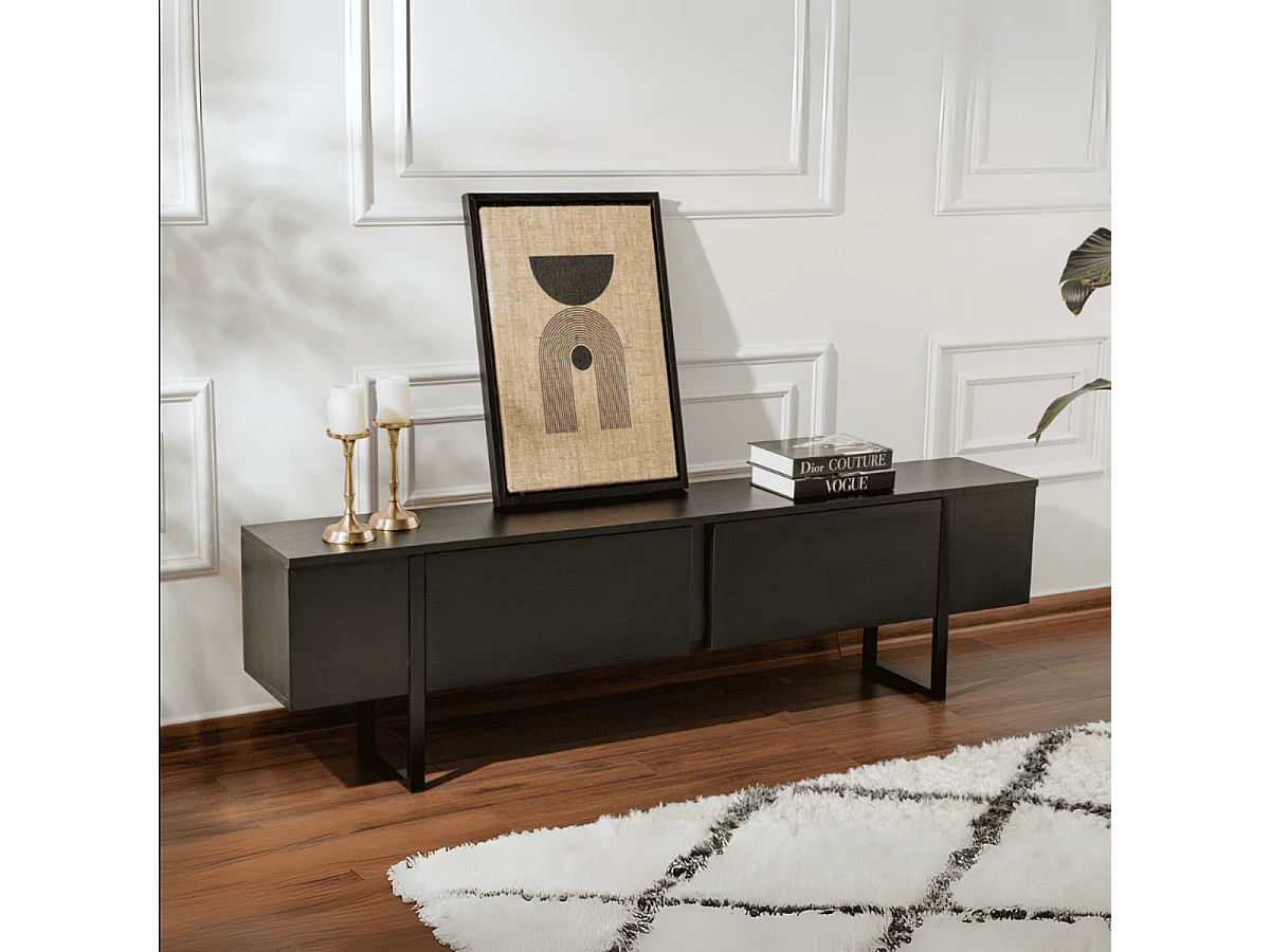 Meuble TV 2 portes abattantes L180 cm - SERENITY