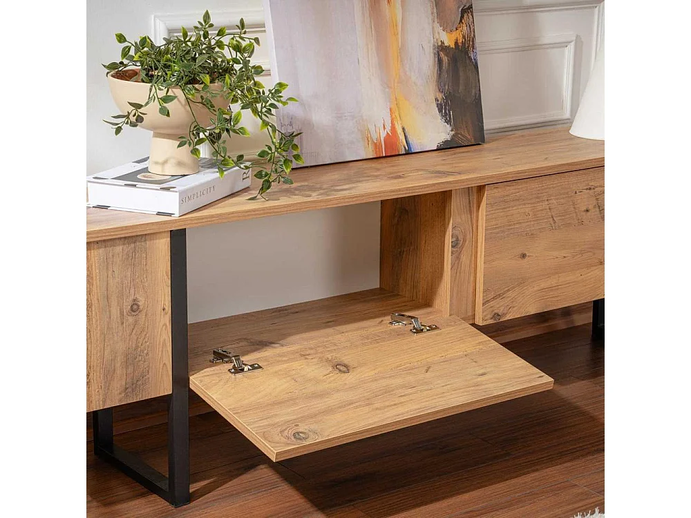 Meuble TV 2 portes abattantes L180 cm - SERENITY