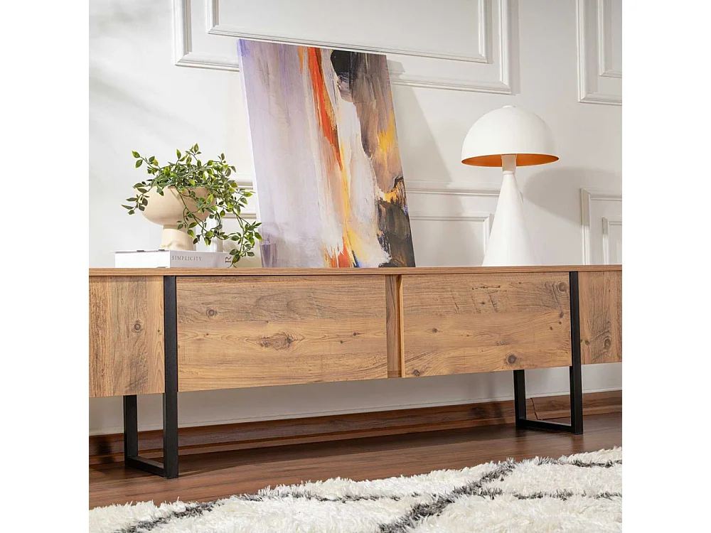 Meuble TV 2 portes abattantes L180 cm - SERENITY