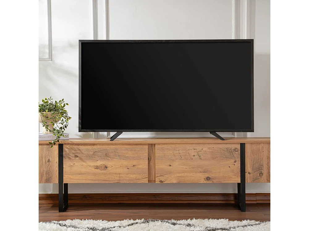 Meuble TV 2 portes abattantes L180 cm - SERENITY