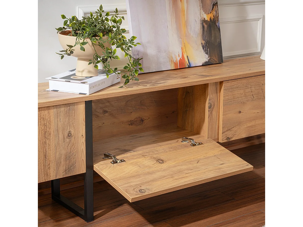 Meuble TV 2 portes abattantes L180 cm - SERENITY