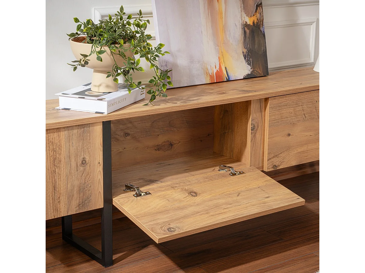 Meuble TV 2 portes abattantes L180 cm - SERENITY