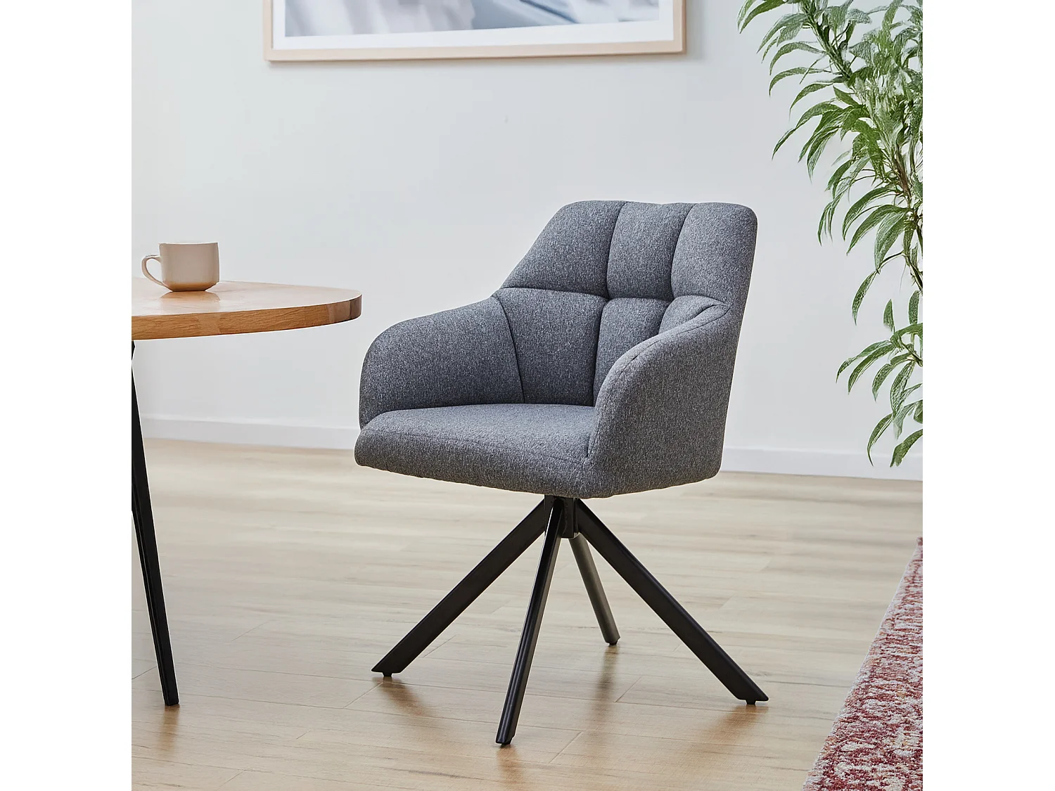 SVITA SORA chaise de salle à manger chaise pivotante rembourrée avec accoudoirs creme