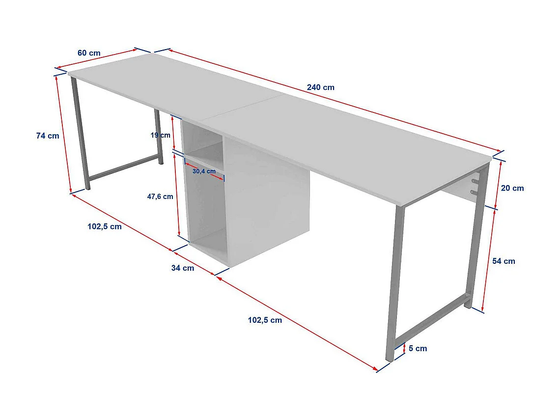 Bureau 2 places en aggloméré Twin