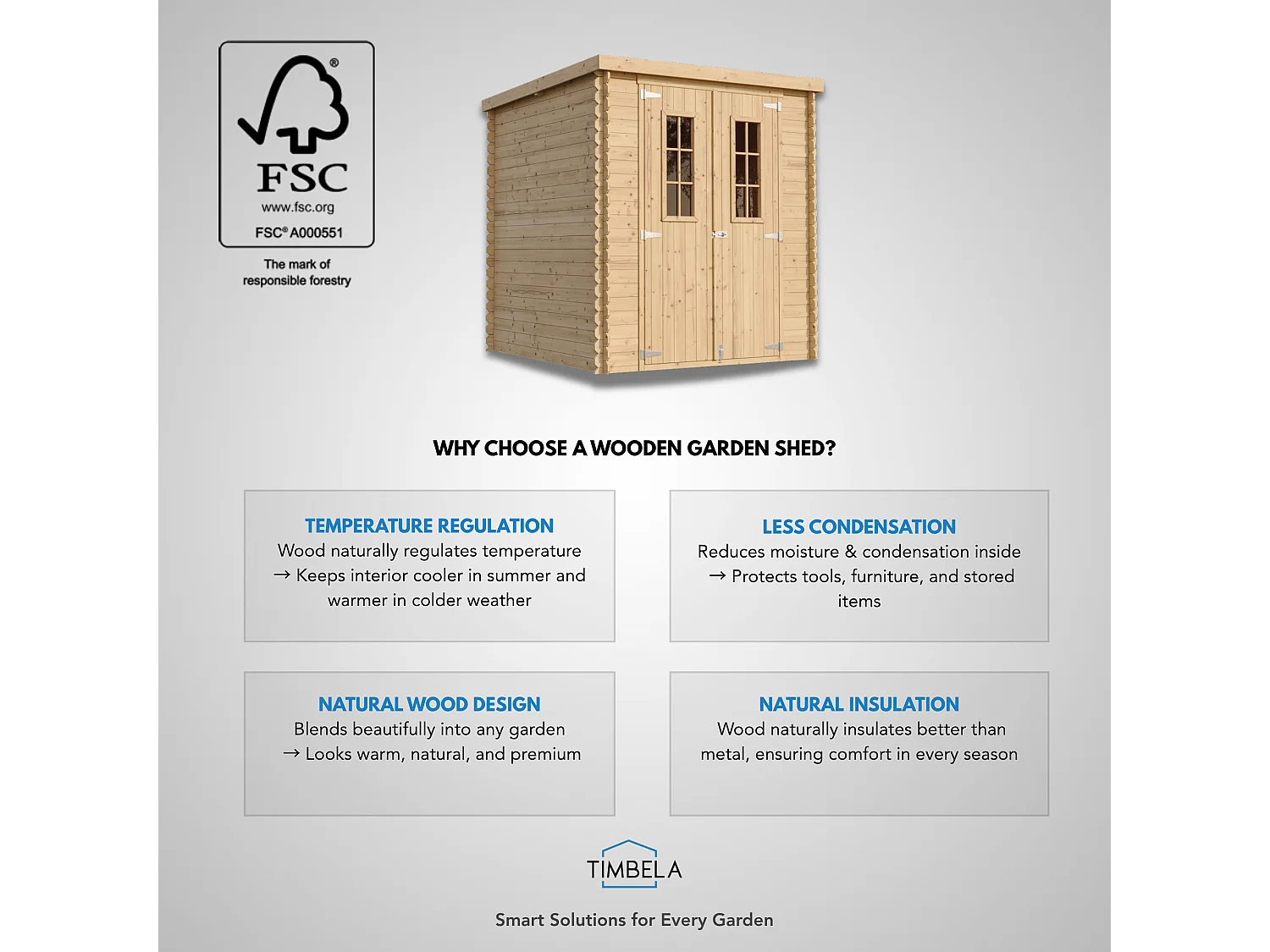 Galpão de madeira - 3.53 m² / H200x204x204 cm - M309C