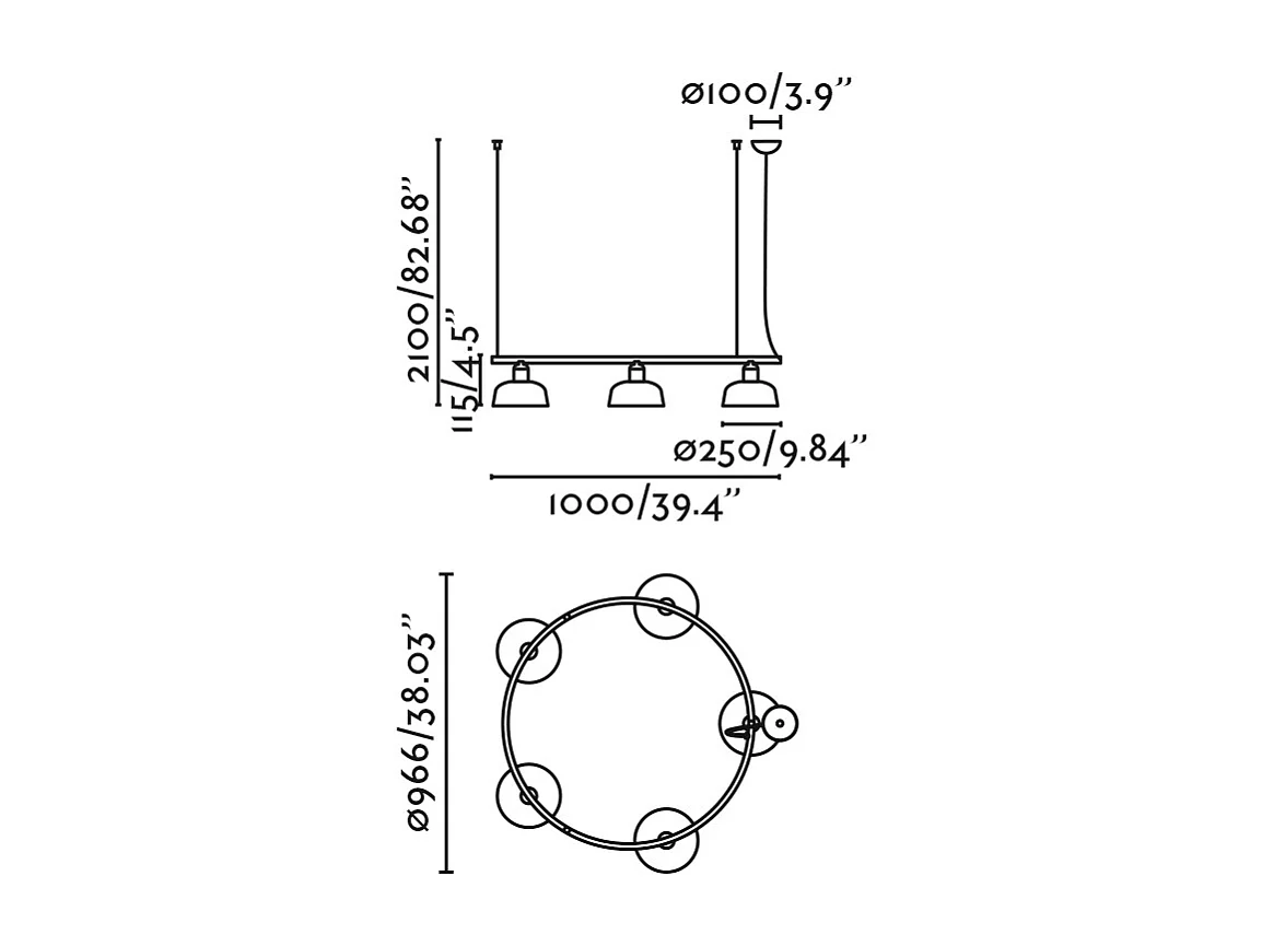 TATAWIN M Lampe à suspension circulaire noire