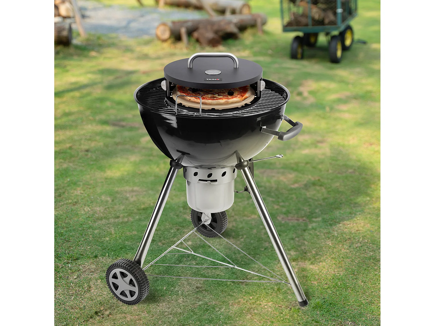 Boîte à pizza accessoire pizza pierre à pizza avec couvercle porte ronde noir