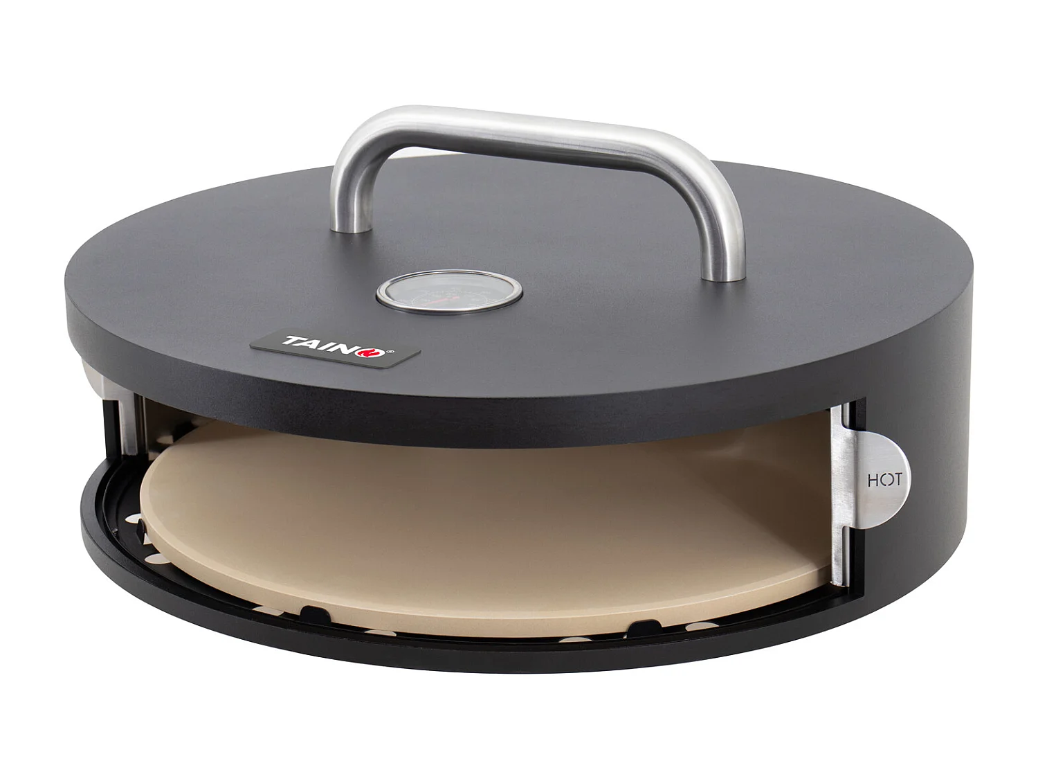 Boîte à pizza accessoire pizza pierre à pizza avec couvercle porte ronde noir