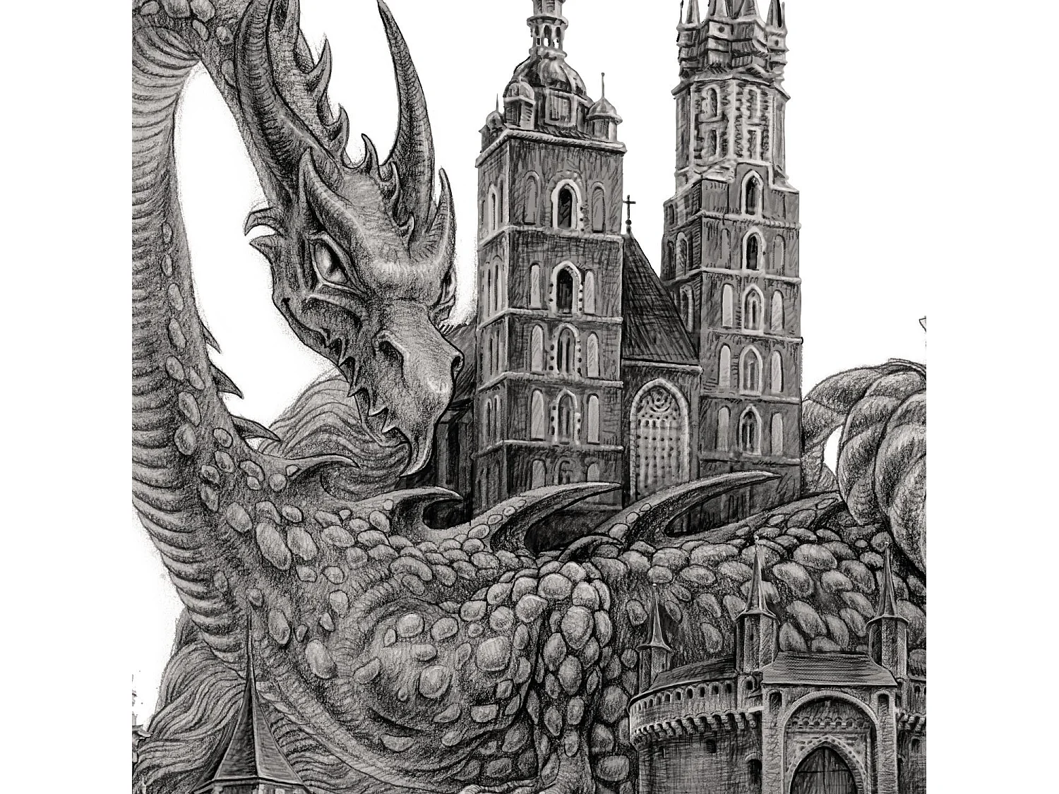 Affiche, décor de ville polonaise, art Cracovie, impression murale minimaliste Cracovie 21x29,7 cm.