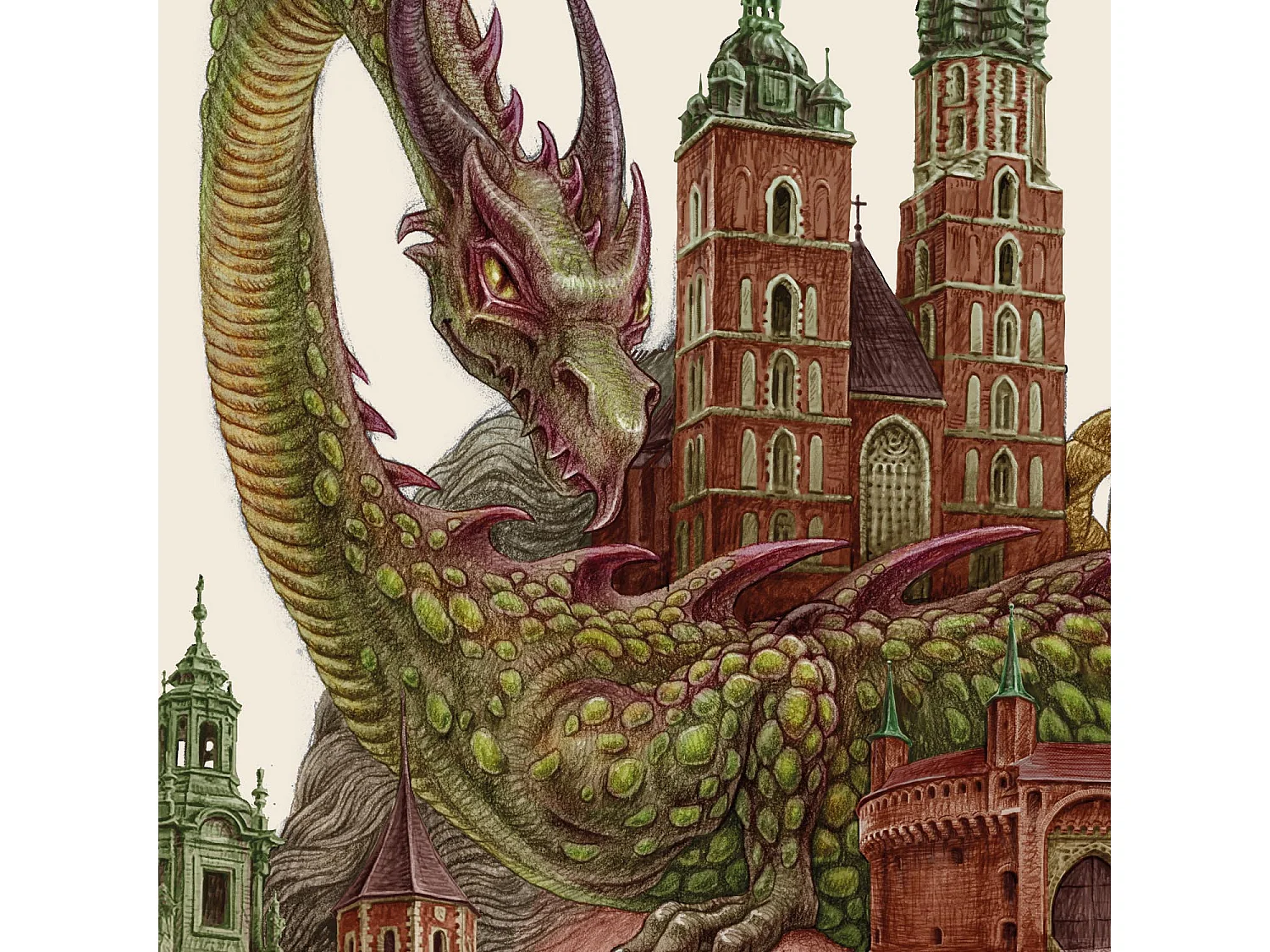 Affiche, art polonais moderne, décor de Cracovie, imprimé urbain minimaliste de Cracovie, art mural 21x29,7 cm.