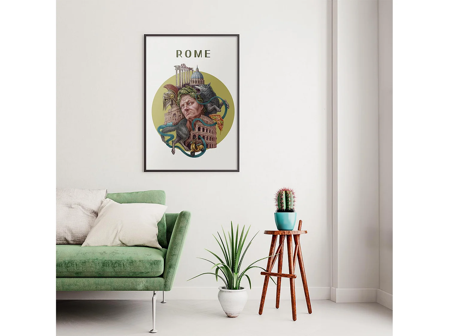 Affiche, décor de ville italienne, Rome, 42x59,4 cm art de Rome, imprimé urbain Rome.