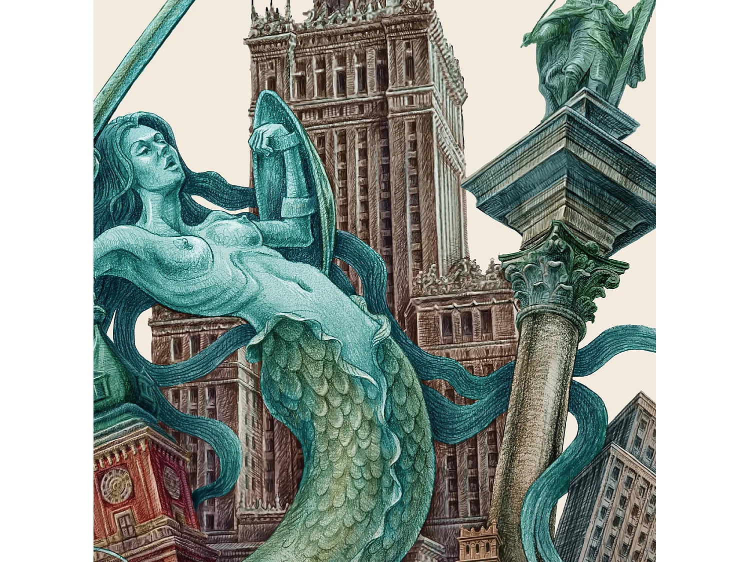 Poster, modernes Stadtdekor, Warschauer Kunst, minimalistischer Warschauer Stadtdruck, Warschauer Design 21x29,7 cm.