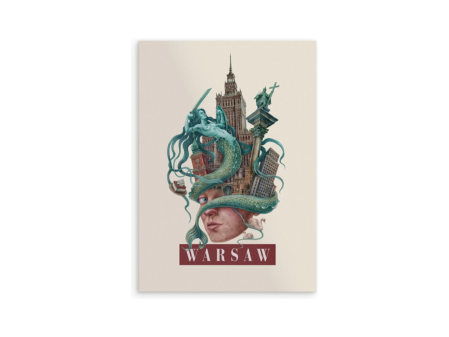 Affiche, décor urbain moderne, art Varsovie, imprimé urbain minimaliste Varsovie, design Varsovie 21x29,7 cm.