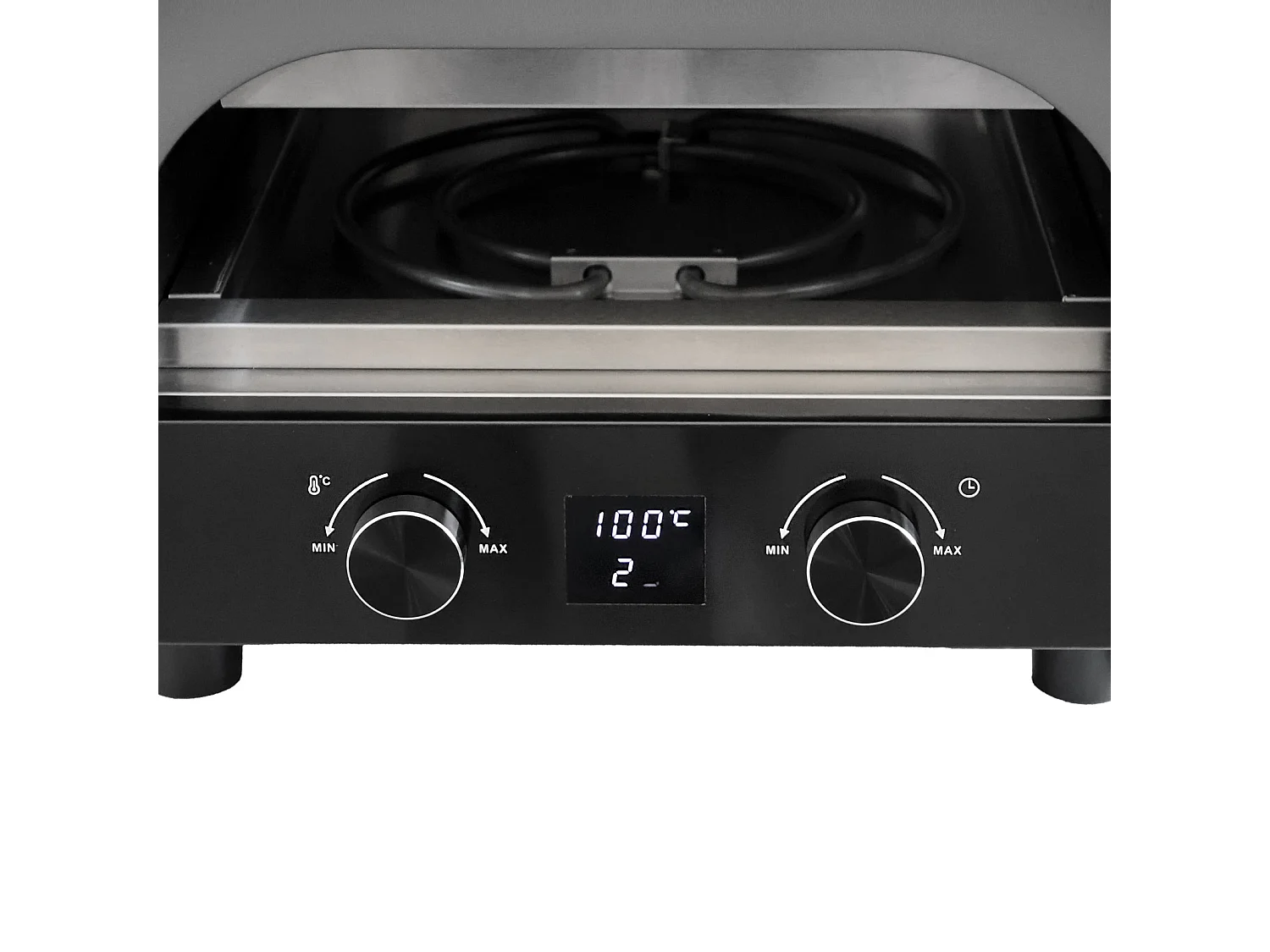 Four à pizza électrique noir 2200W four grill 1 chambre avec vitre pierre à pizza