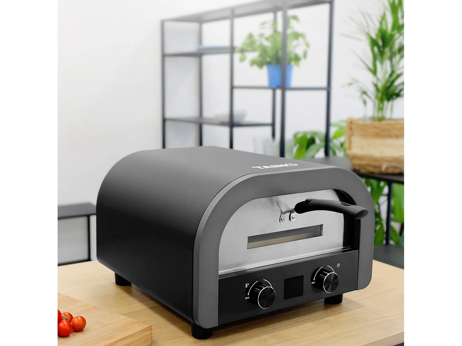 Four à pizza électrique noir 2200W four grill 1 chambre avec vitre pierre à pizza
