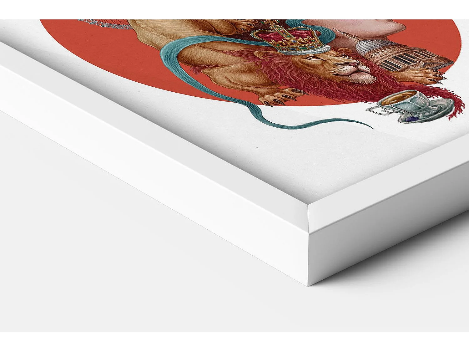 Image encadré, décor de ville britannique, image cadre blanc Londres, 70x100 cm art londonien, imprimé urbain Londres.