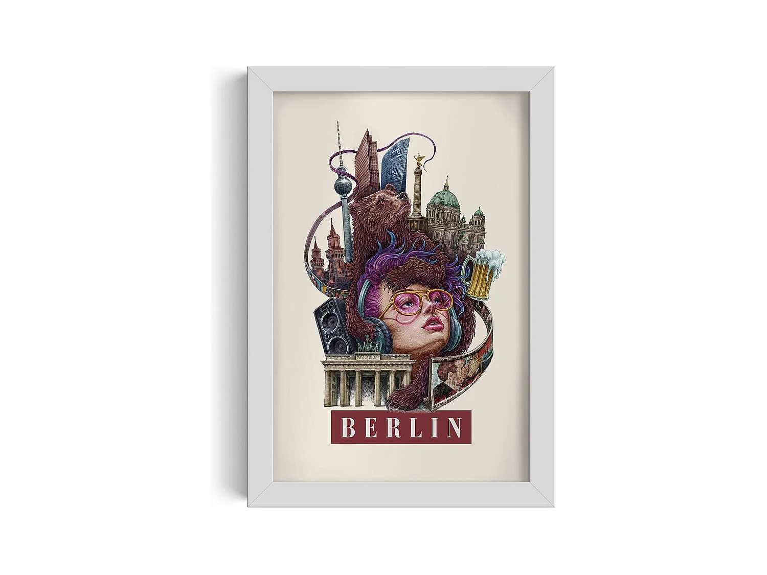 Image dans un cadre, décor allemand moderne, cadre blanc Berlin art, image minimaliste Berlin, 20x30 cm Berlin art.