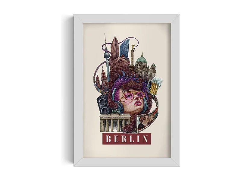 Bild im Rahmen, modernes deutsches Dekor, weißer Rahmen Berlin-Kunst, minimalistisches Bild Berlin, 20x30 cm Berlin-Kunst.