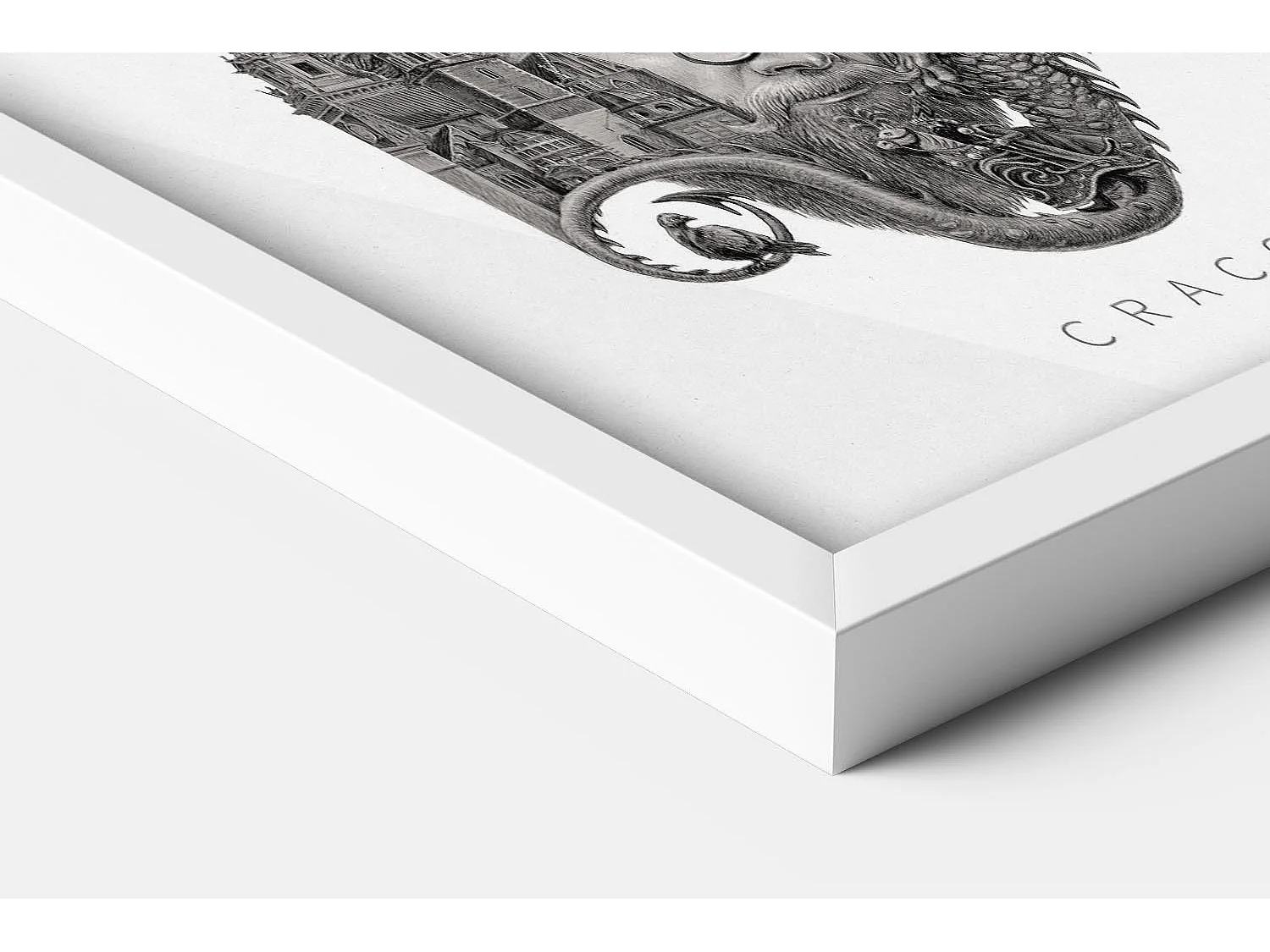 Image dans un cadre, décor de ville polonaise encadré, art cadre blanc Cracovie, impression murale minimaliste Cracovie 50x70 cm