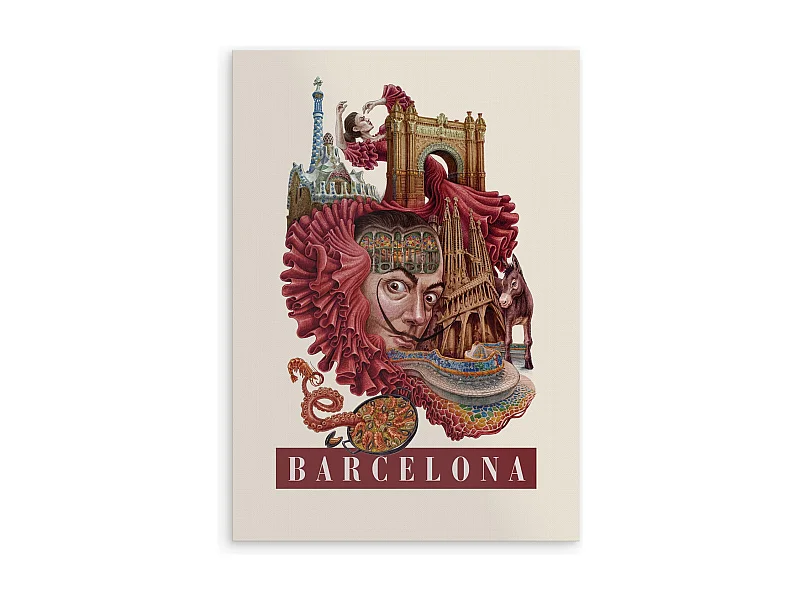 Affiche, imprimé ville espagnole, art Barcelone, décor urbain Barcelone, 42x59,4 cm.