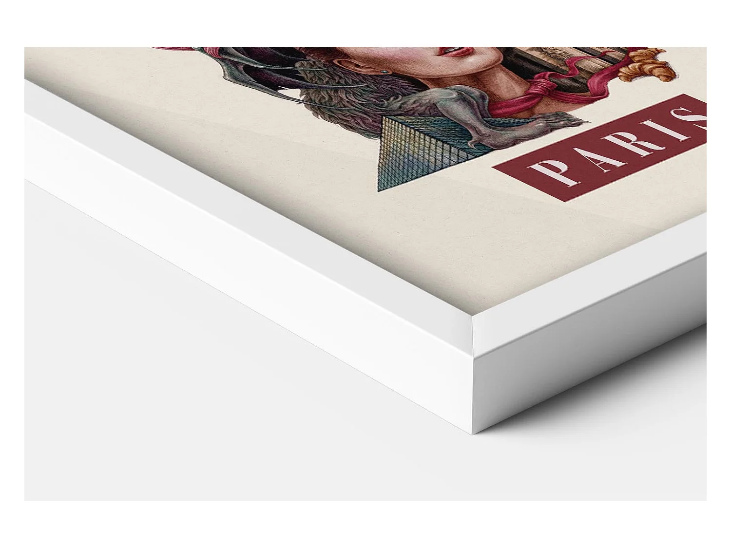 Gerahmtes Bild, elegantes Pariser Stadtdekor, weißer Rahmen der Pariser Kunst, Paris-Druck 40x60 cm, minimalistisches Paris-Bild.