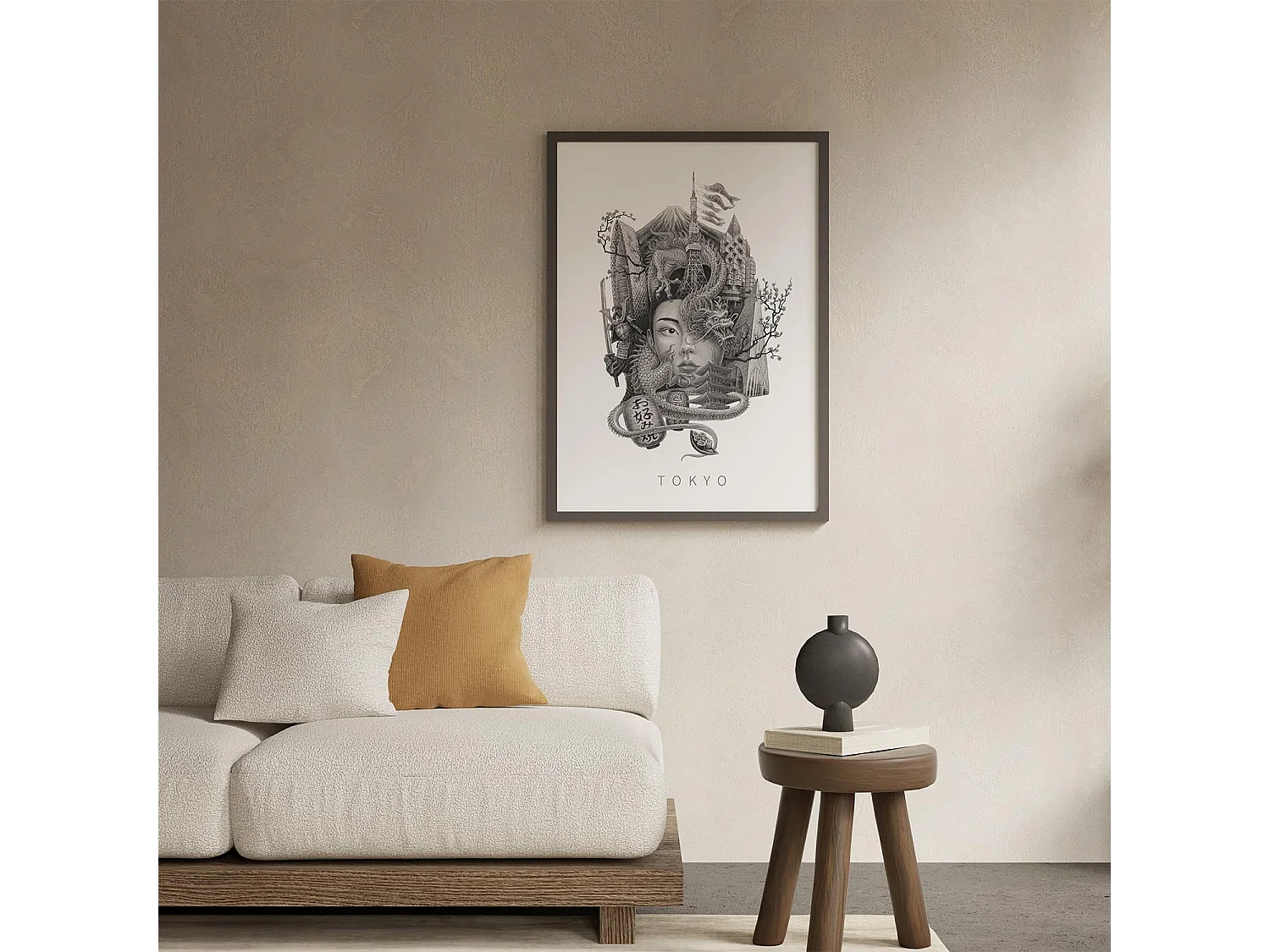 Affiche, déco urbaine japonaise épurée, art Tokyo, affiche urbaine Tokyo, 42x59,4 cm.