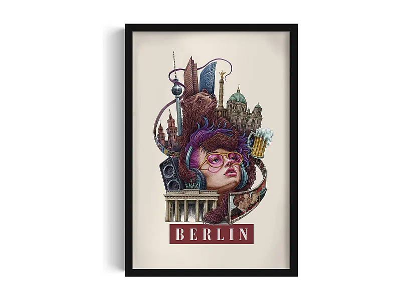 Bild im Rahmen, modernes deutsches Dekor, schwarzer Rahmen Berlin-Kunst, minimalistisches Bild Berlin, 40x60 cm Berlin-Kunst.