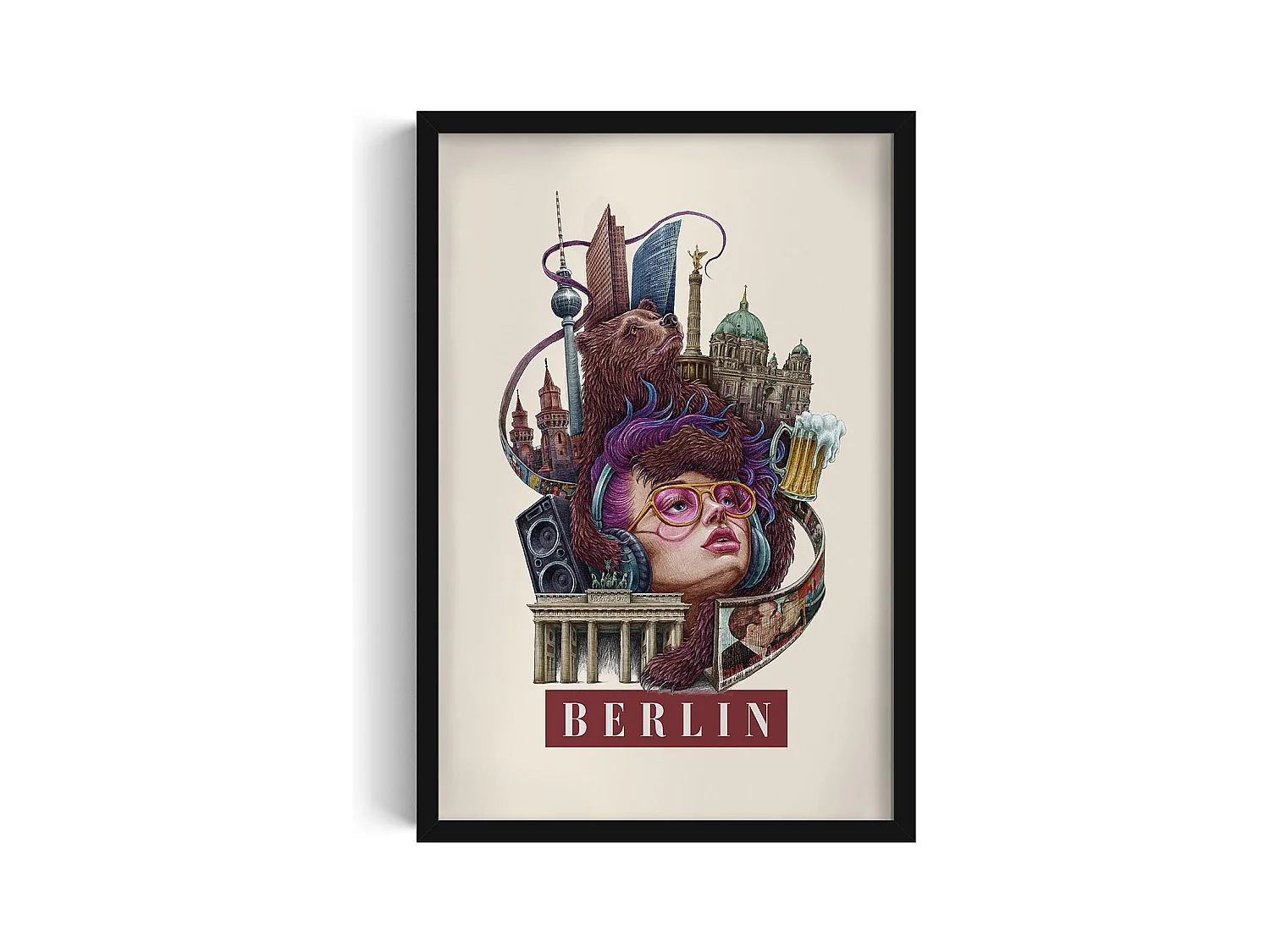 Image dans un cadre, décor allemand moderne, cadre noir Berlin art, image minimaliste Berlin, 40x60 cm Berlin art.
