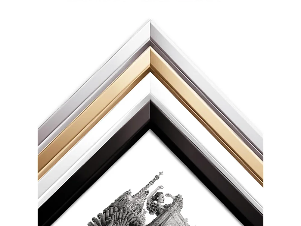 Gerahmtes Bild, lebendiges spanisches Dekor, weißer Rahmen der Barcelona-Kunst, minimalistischer Barcelona-Stadtdruck, 70 x 100 cm.