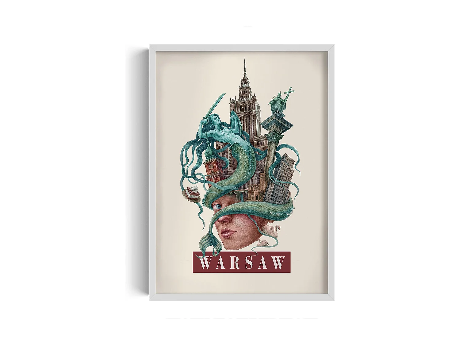 Image dans un cadre, décor urbain moderne, art encadré Varsovie, imprimé urbain minimaliste Varsovie, design Varsovie 50x70 cm.