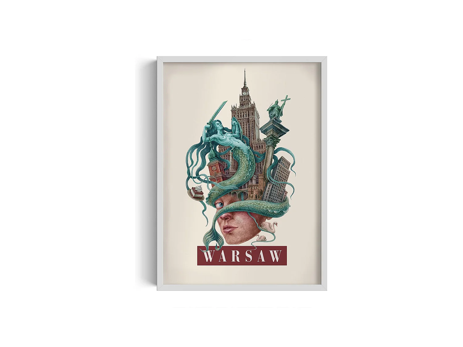 Image dans un cadre, décor urbain moderne, art encadré Varsovie, imprimé urbain minimaliste Varsovie, design Varsovie 50x70 cm.