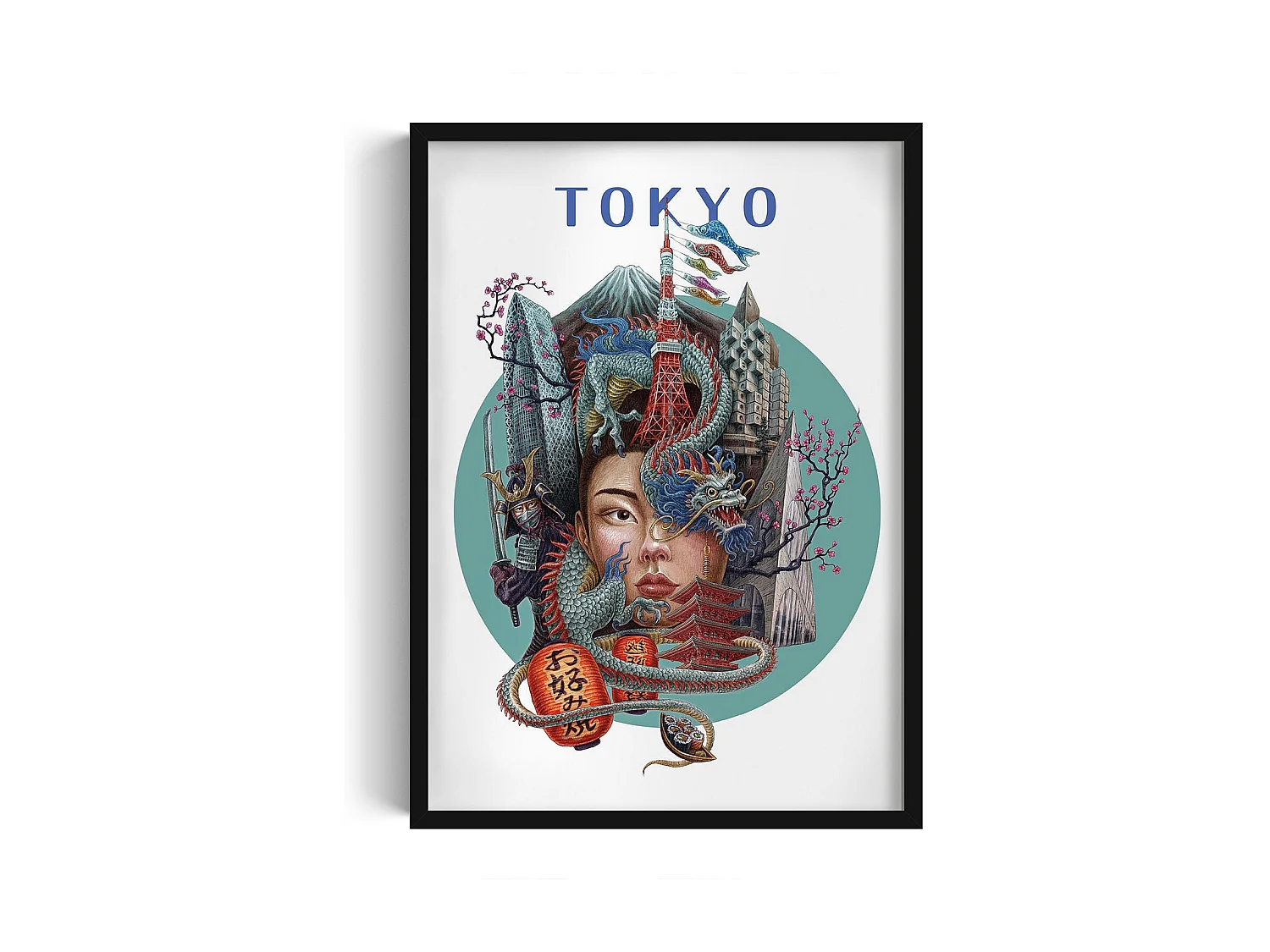 Ingelijste foto, Japans stadsdecor, Tokyo zwart frame foto, 50x70 cm Tokyo kunst, Tokyo stedelijke print.