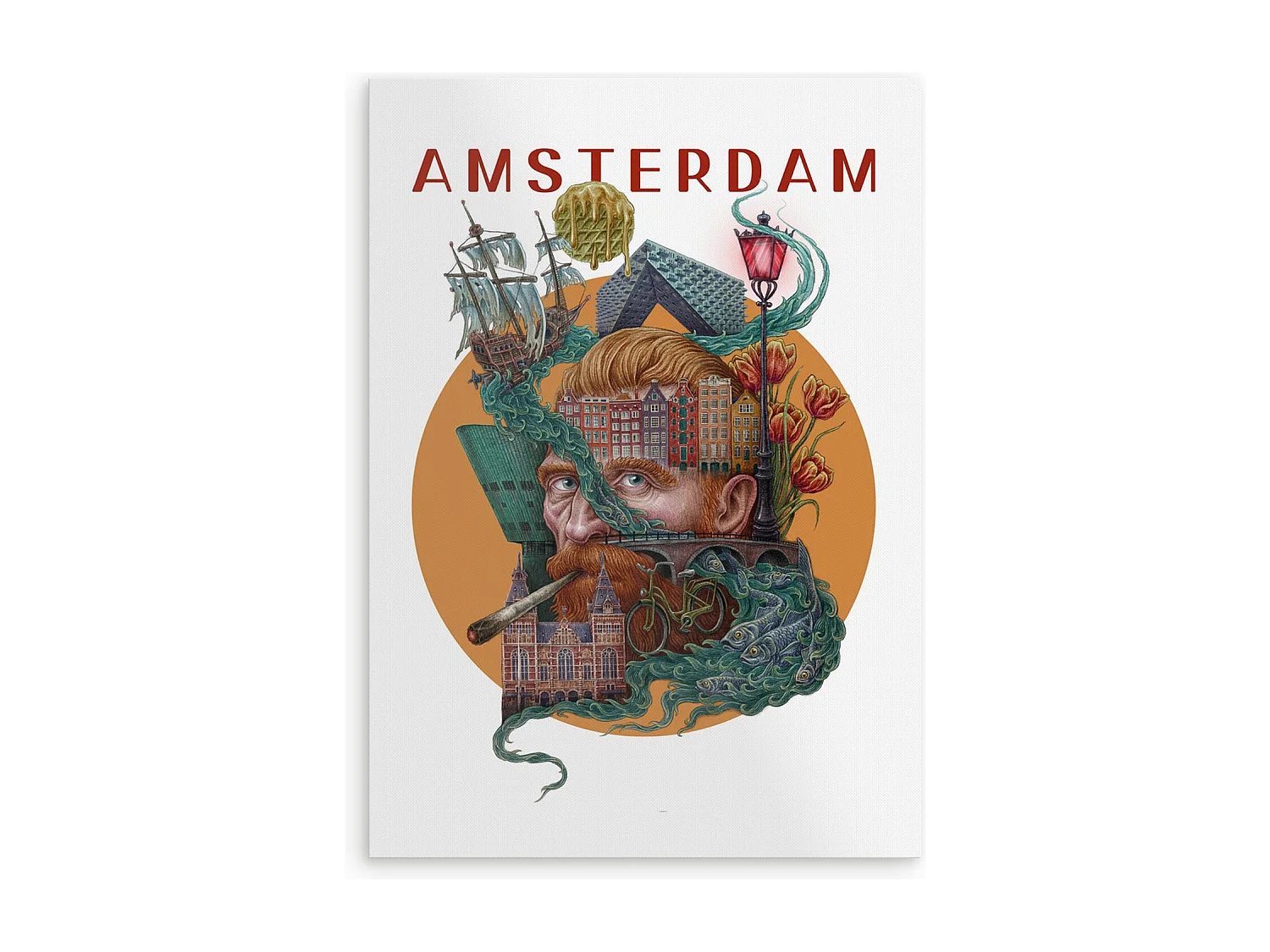 Poster, niederländisches Stadtdekor, Amsterdam, 59,5 x 84 cm Amsterdamer Kunst, urbaner Druck.